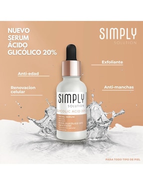 Sérum exfoliante Simply Solution Acido Glicolico 20% Simply Solution de piel mixta y grasa