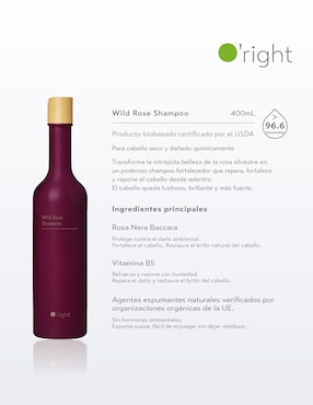 Shampoo reparador Wild Rose O'right 400 ml