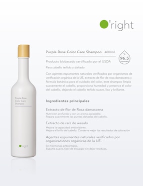 Shampoo protector de color para cabello Purple Rose O'right 400 ml