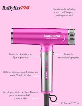 Secadora de cabello Babyliss Pro Ionica Nano Light BNTC9200PTES