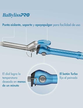 Rizadora de cabello Babyliss Pro bnt100s 25 mm de nano titanium
