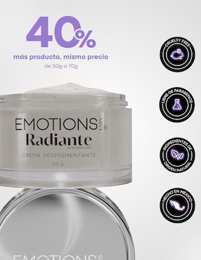 Crema facial recomendada para aclarar día Emotions Labs Radiante para todo tipo piel