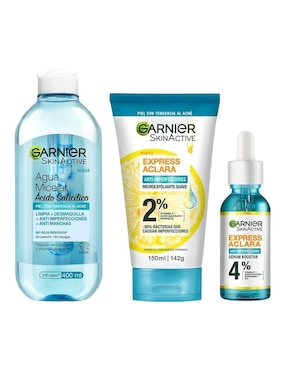 Tratamiento facial rutina express aclara anti imperfecciones antiacné Garnier Skin Active