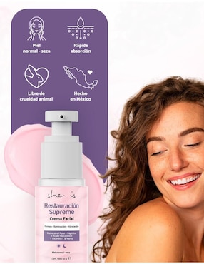 Crema facial recomendada para prevenir signos de la edad de día y noche She Is Skincare para todo tipo piel