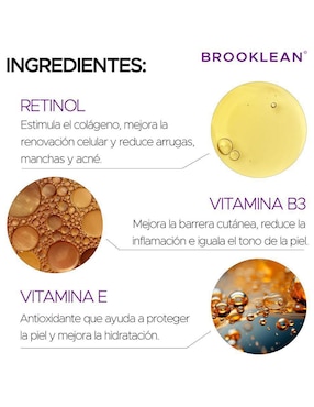 Sérum facialRetinol Regenerador Anti Arrugas Brooklean de todo tipo piel