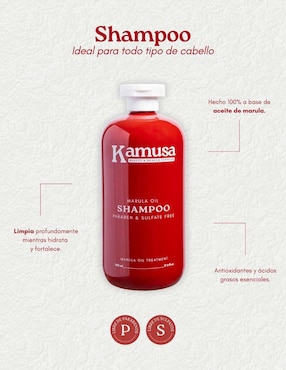 Shampoo reparador marula oil Kamusa Kamusa hidratación y brillo