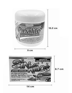Kit gel corporal reafirmante Gel piñalife & té sin kilos Farvisan