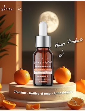 Sérum vitamina C facial elixir y retinol She Is Skincare todo tipo de piel
