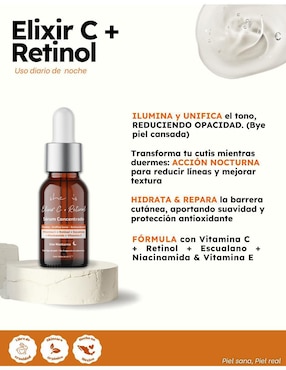 Sérum vitamina C facial elixir y retinol She Is Skincare todo tipo de piel