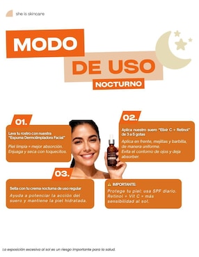 Sérum vitamina C facial elixir y retinol She Is Skincare todo tipo de piel