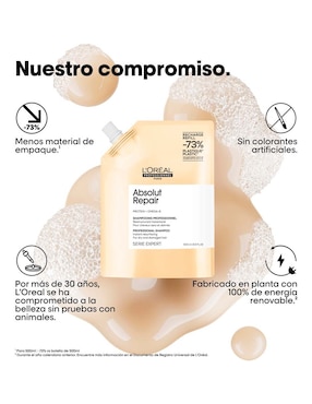 Shampoo reparador para cabello maltratado Absolut Repair Loreal Professionnel 500 ml