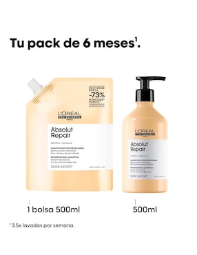 Shampoo reparador para cabello maltratado Absolut Repair Loreal Professionnel 500 ml