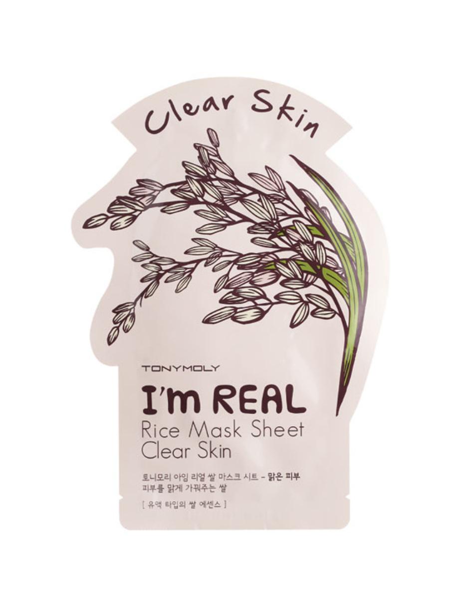 Mascarilla Clear Skin I'M Real Rice para hidratar