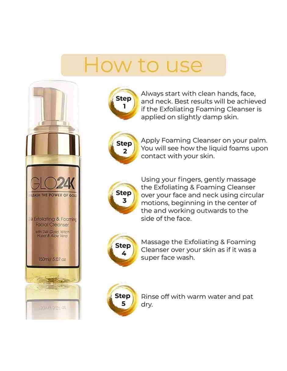 Tratamiento para rostro Limpiador Facial Exfoliante Glo24K exfoliante 3