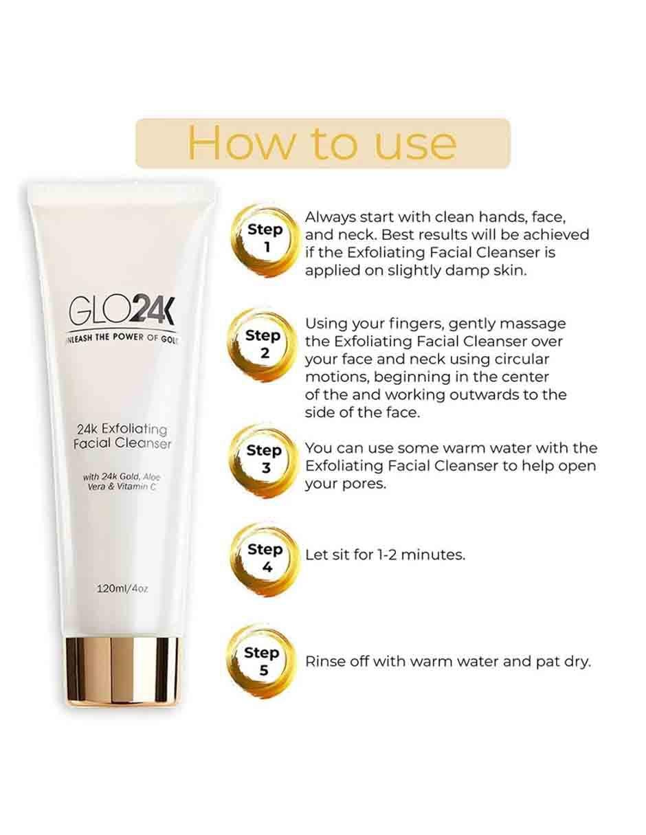 Tratamiento para rostro Limpiador Facial Exfoliante Glo24K exfoliante 3
