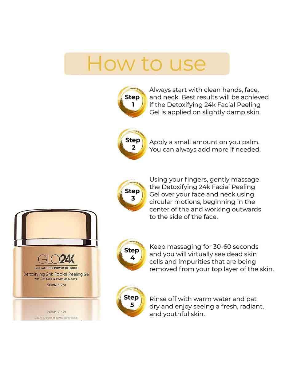 Gel exfoliante facial con oro de 24k 5