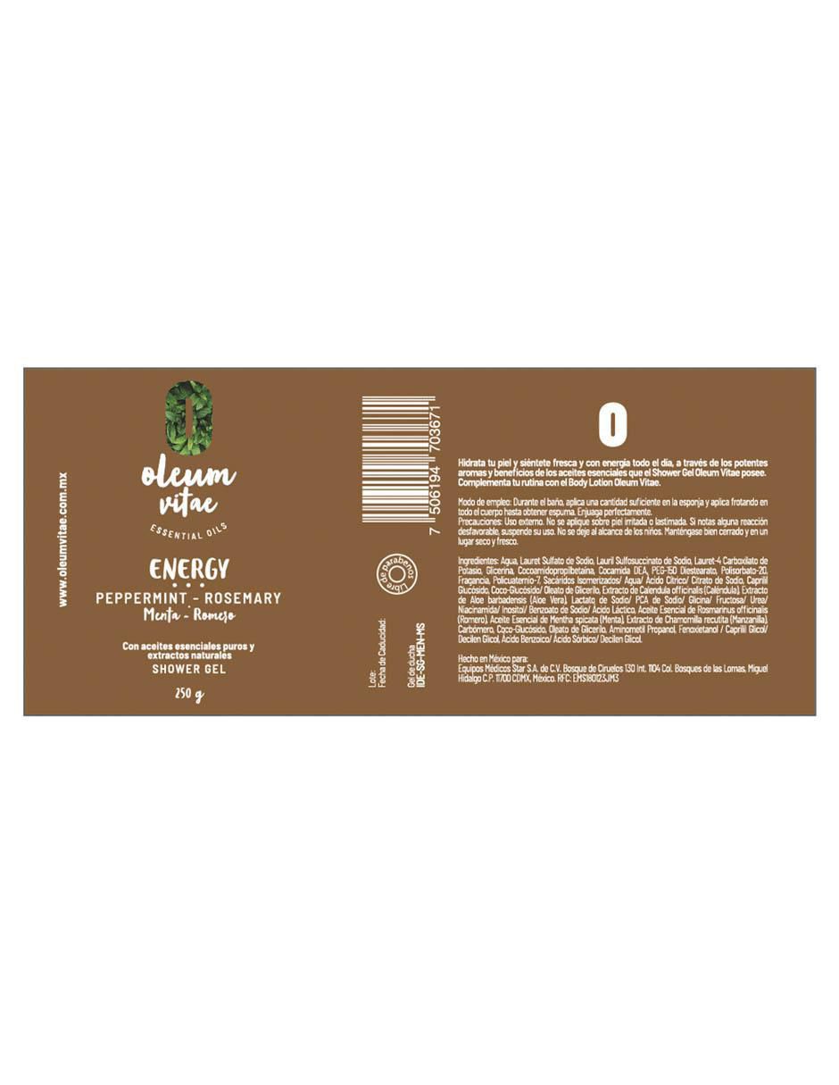 Gel de ducha hidratante con aceite esencial de romero y menta para piel mixta 3