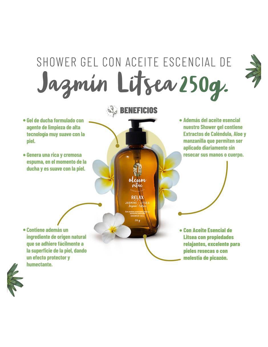Gel de ducha hidratante con aceite esencial de litsea jazmín para piel mixta 2