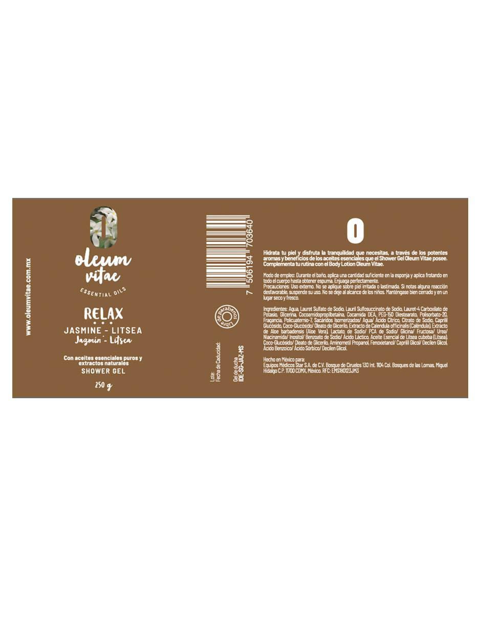 Gel de ducha hidratante con aceite esencial de litsea jazmín para piel mixta 3