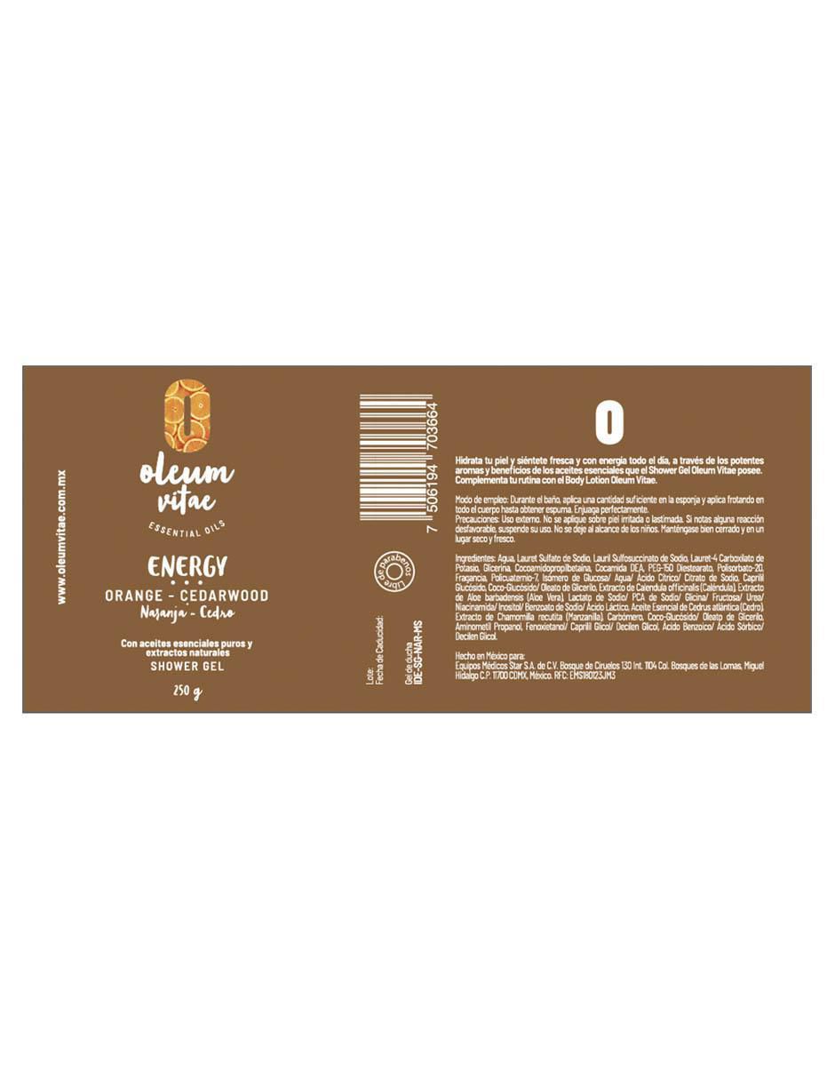 Gel de ducha hidratante con aceite esencial de naranja para piel mixta 3