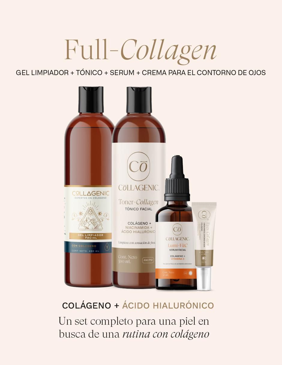 Kit tratamiento facial Set facial : serum + gel limpiador + tonico + contorno de ojos antiedad Collagenic 3