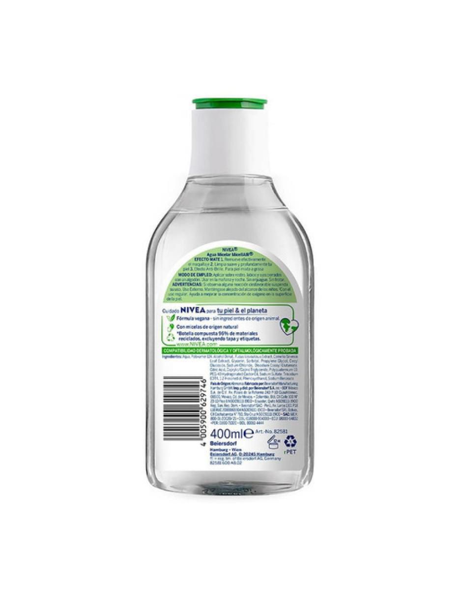 Desmaquillante Agua Micelar Efecto Mate, 400 ml Nivea