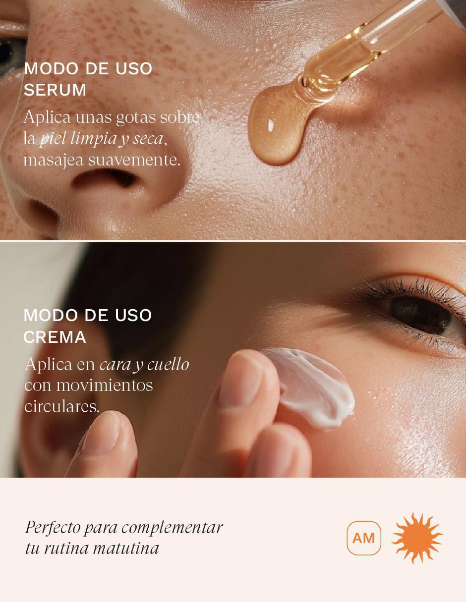 Kit tratamiento facial aclarante sérum +crema antiedad 6