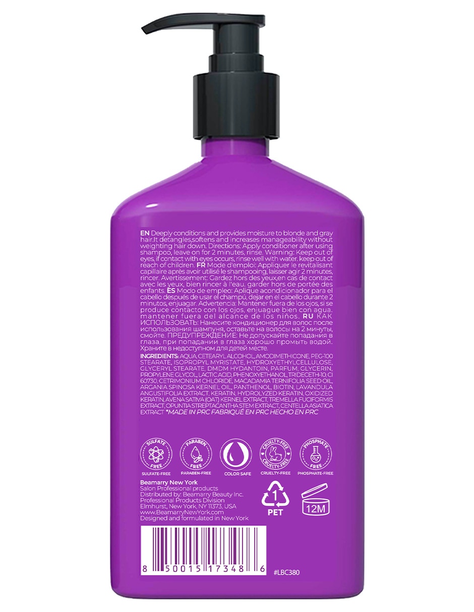 Acondicionador Lavanda Biotin Matizador para cabellos rubios y grises 380 ml 2
