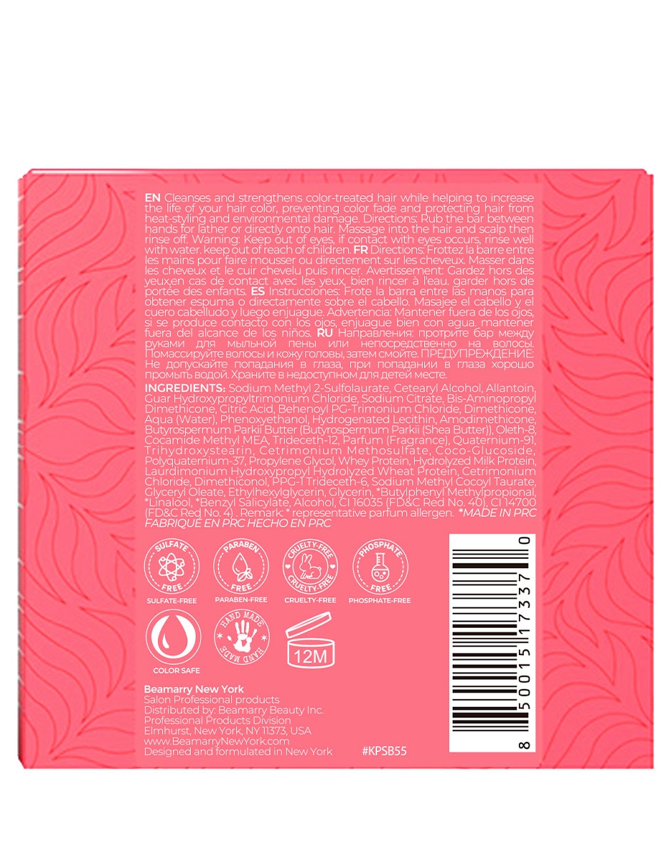 Shampoo sólido reparador para cabello hidratante con keratina 3