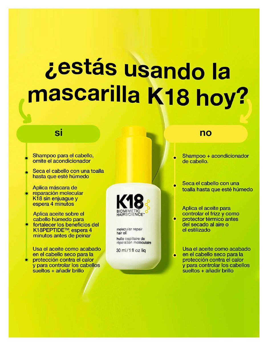 Aceite Molecular Repair Hair Oil K18 30 ml 8