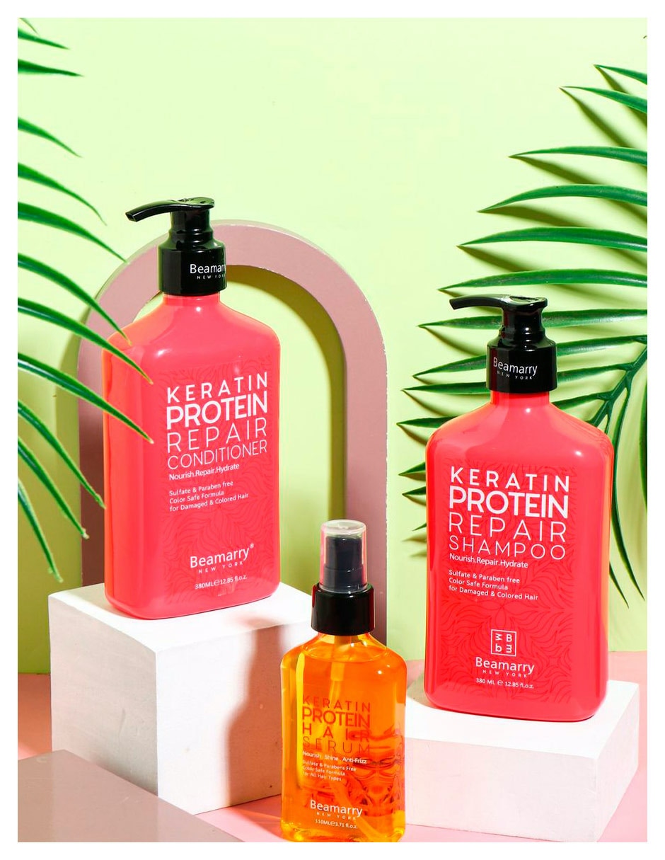 Shampoo reparador para cabello con keratina y proteínas 3