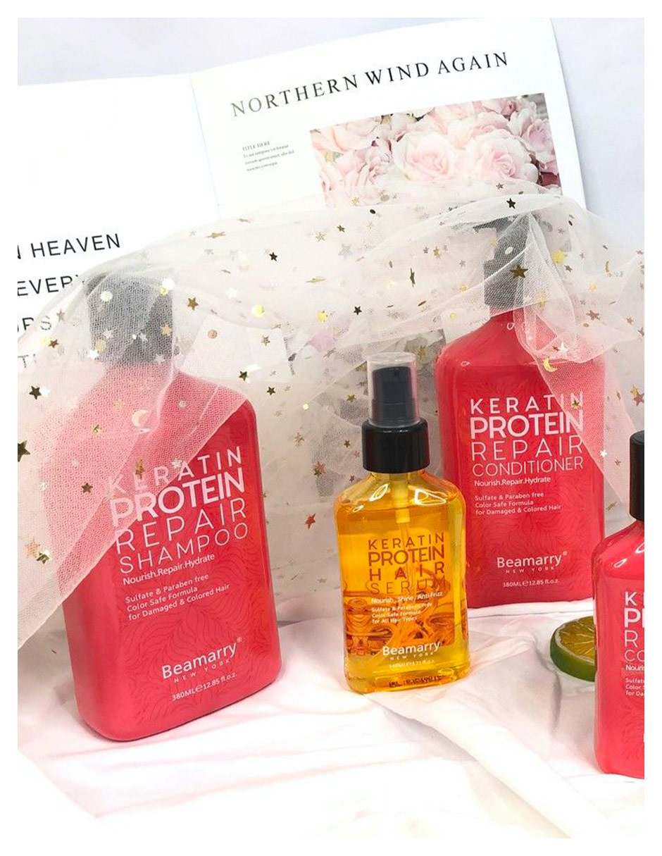 Shampoo reparador para cabello con keratina y proteínas 4