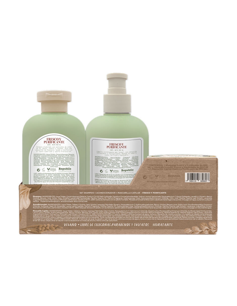 Set de shampoo para cabello Fresco y Purificante 3