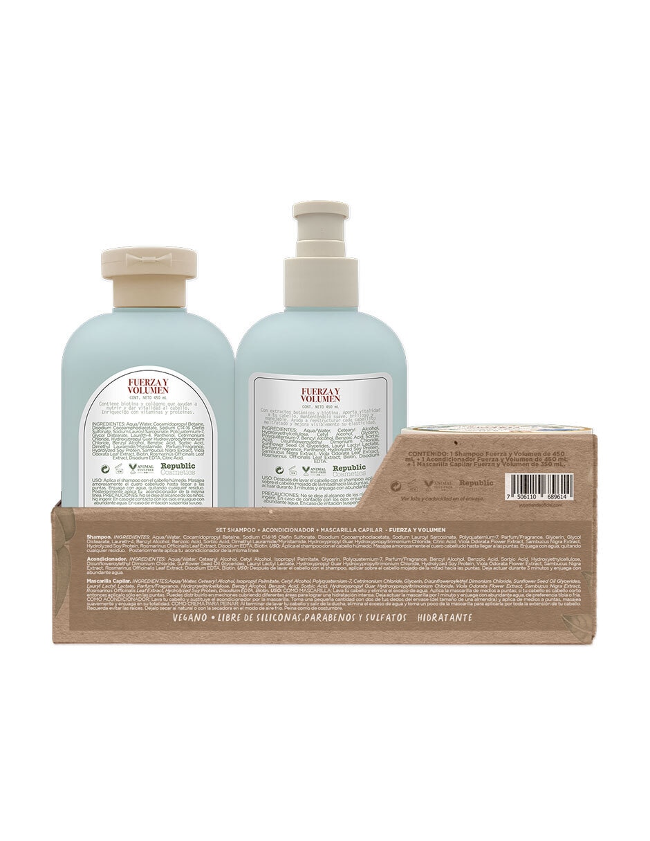 Set de shampoo para cabello Fuerza y Volumen 3