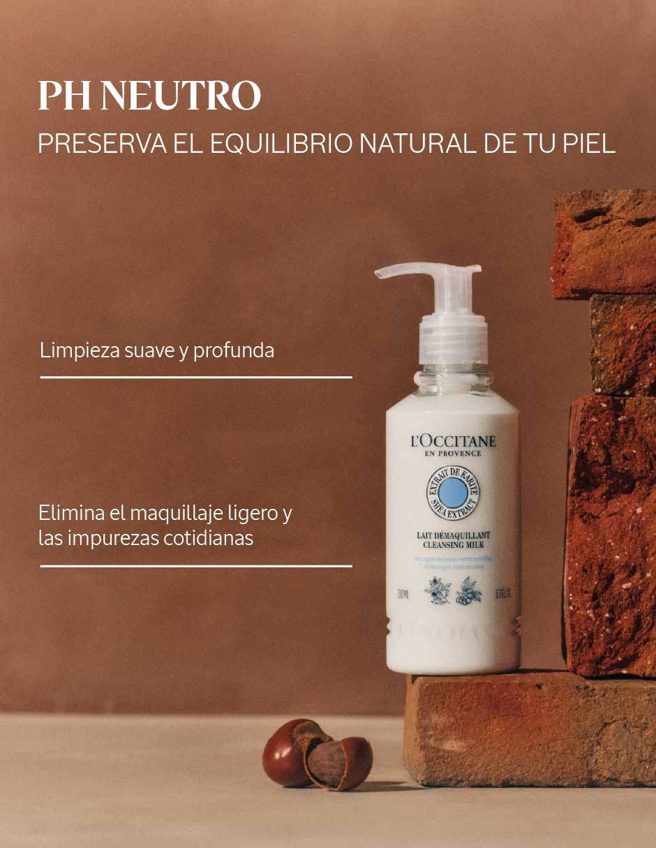 Limpiador facial Locc leche limpiadora karite 200 ml para desmaquillar 2