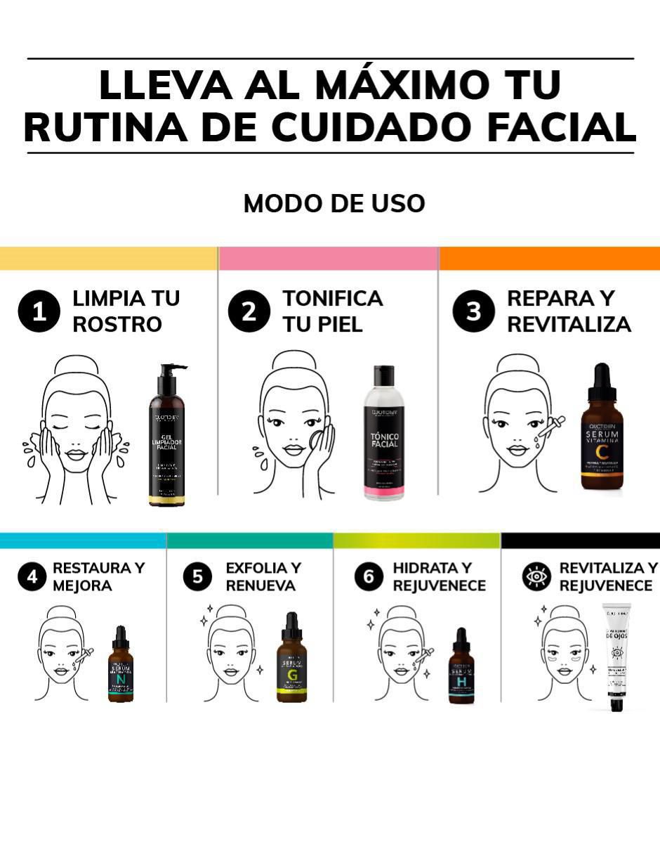 Tratamiento facial Kit Facial Limpiador + tónico + Serum Vitamina C + Suero Acido Hialuronico + niacinamida, gel contorno de ojos  Skin Care antiedad 10