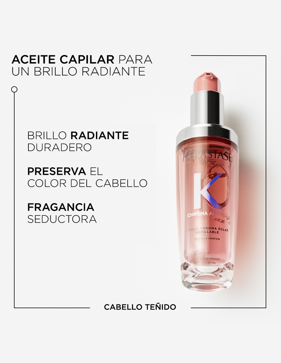 Aceite para cabello teñido L'Huile Eclat Refillable Chroma Absolu 75 ml 2