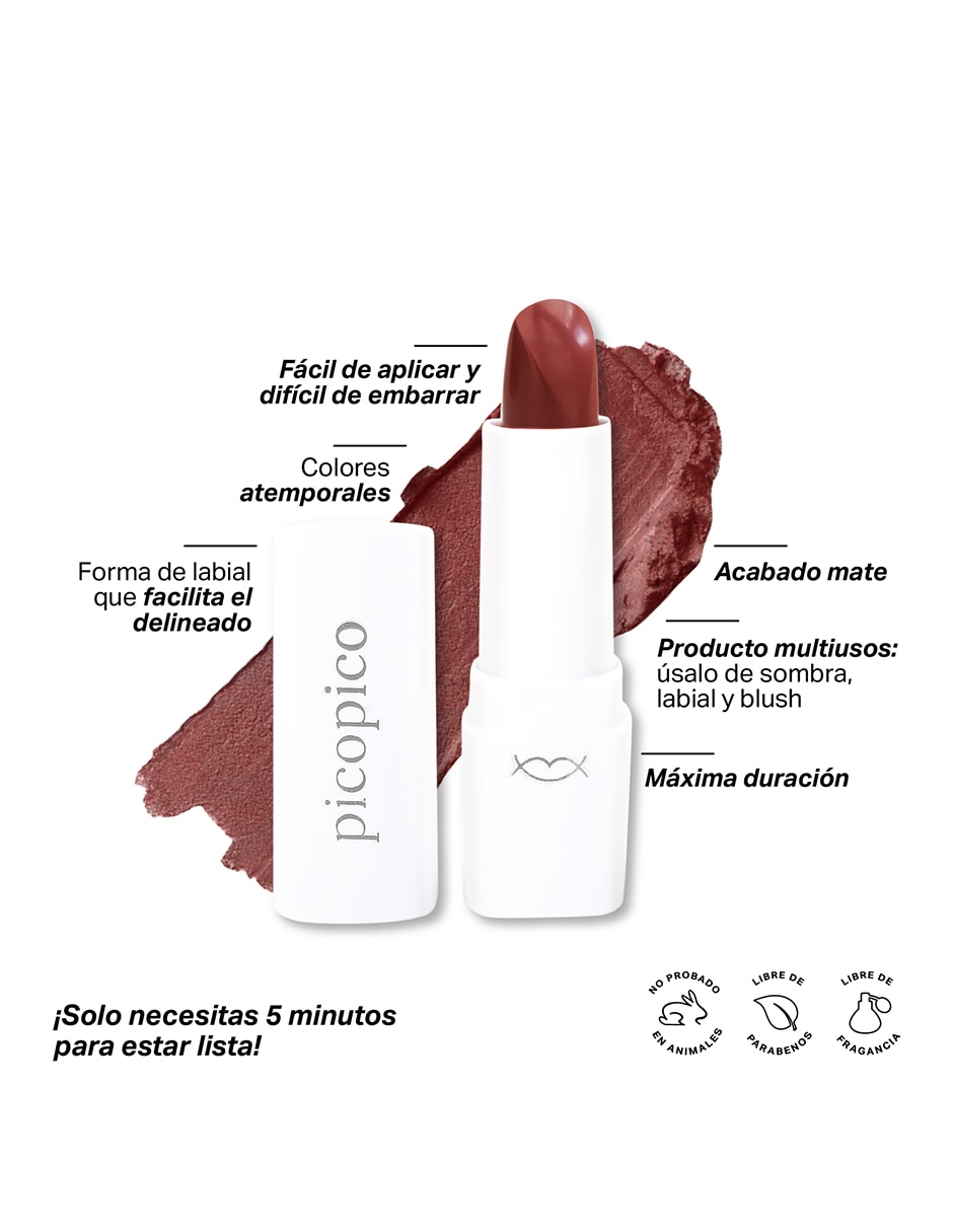 Labial multiusos en barra acabado,BORGOÑ