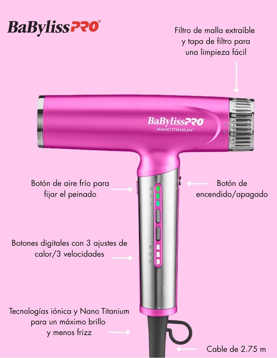Secadora de cabello Pro Ionica Nano Light BNTC9200PTES 5