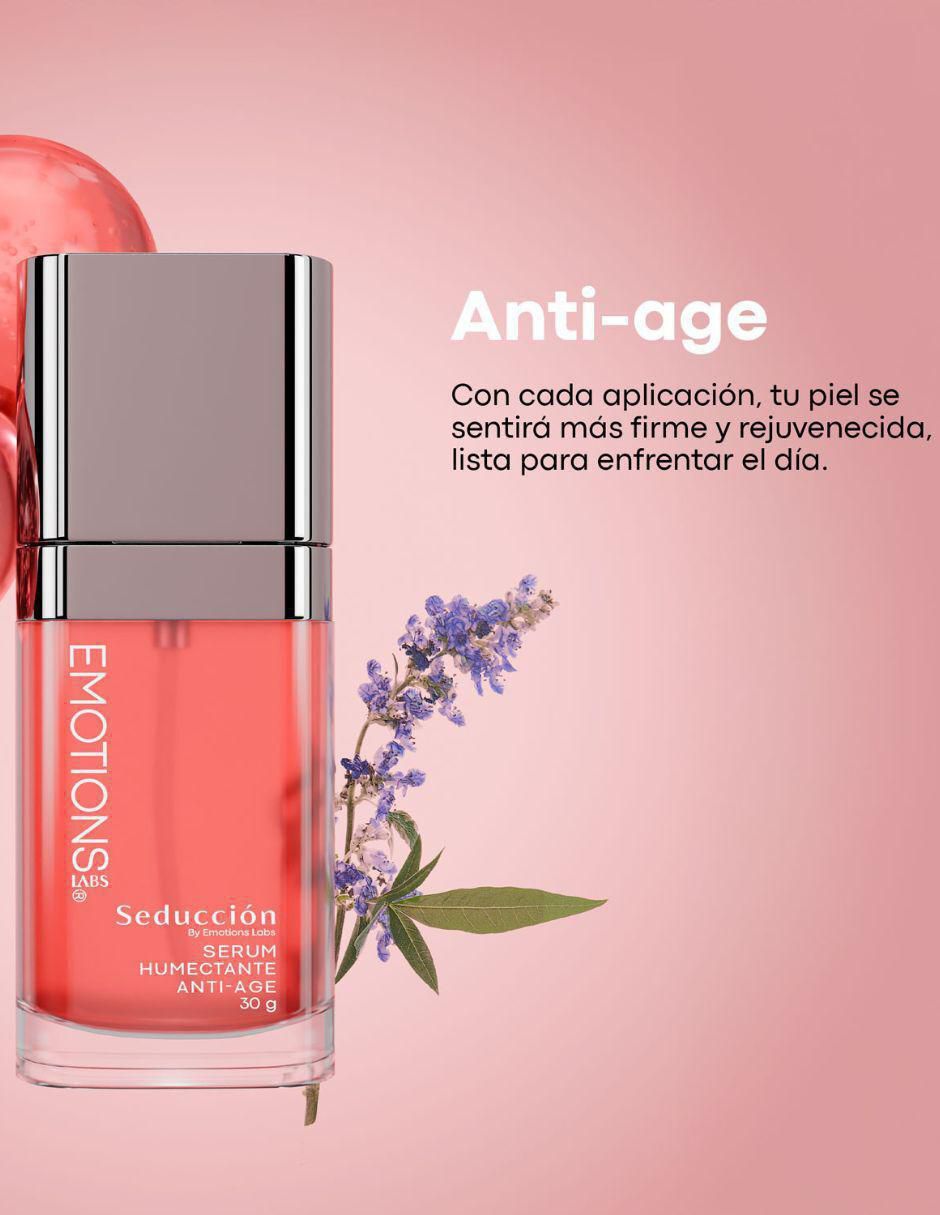 Sérum facial Seducción Hidratante Antiarrugas con Ácido Hialurónico, Niacinamida, Vitamina E y Extracto de Sauce Gatillo Seducción de piel normal y seca 2