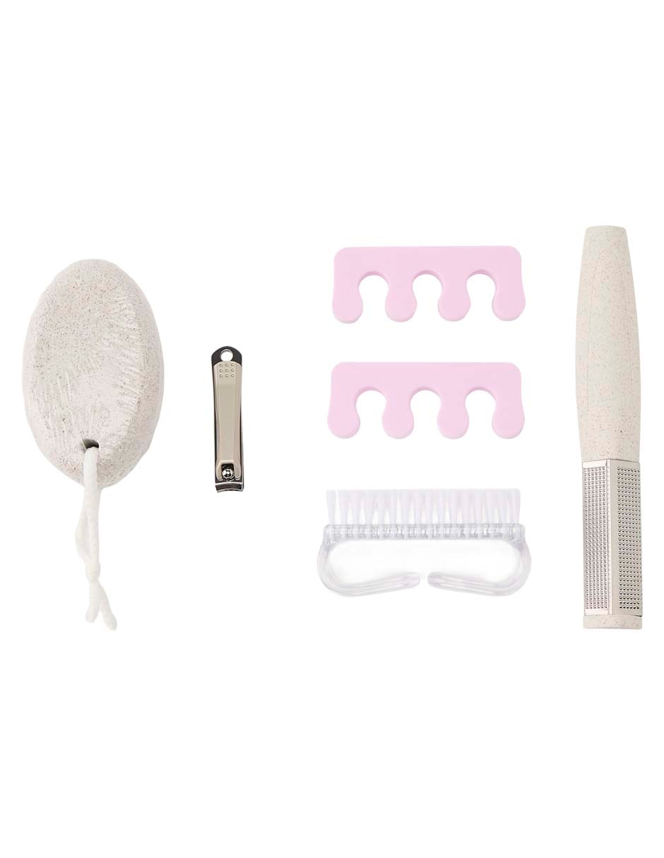 Set pedicure manual de acero inoxidable con 5 piezas