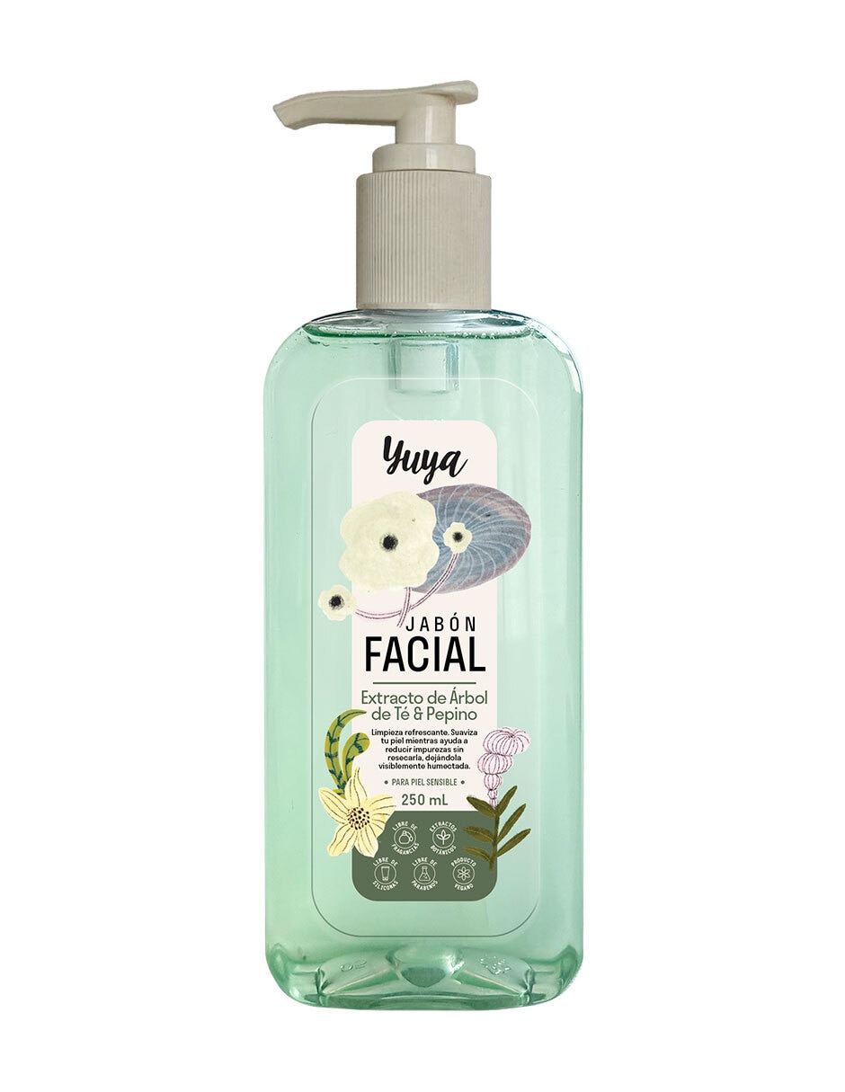 Limpiador facial Jabón de extracto de árbol de té y pepino para suavizar