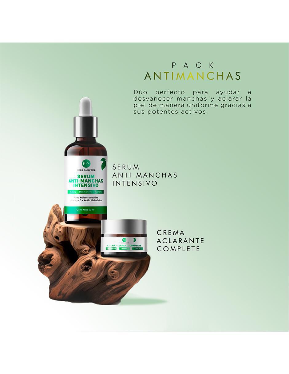 Tratamiento facial antimanchas Pureza Natur paquete de serum + crema aclarantes despigmentantes. 2