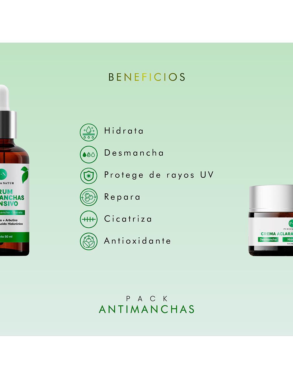 Tratamiento facial antimanchas Pureza Natur paquete de serum + crema aclarantes despigmentantes. 5