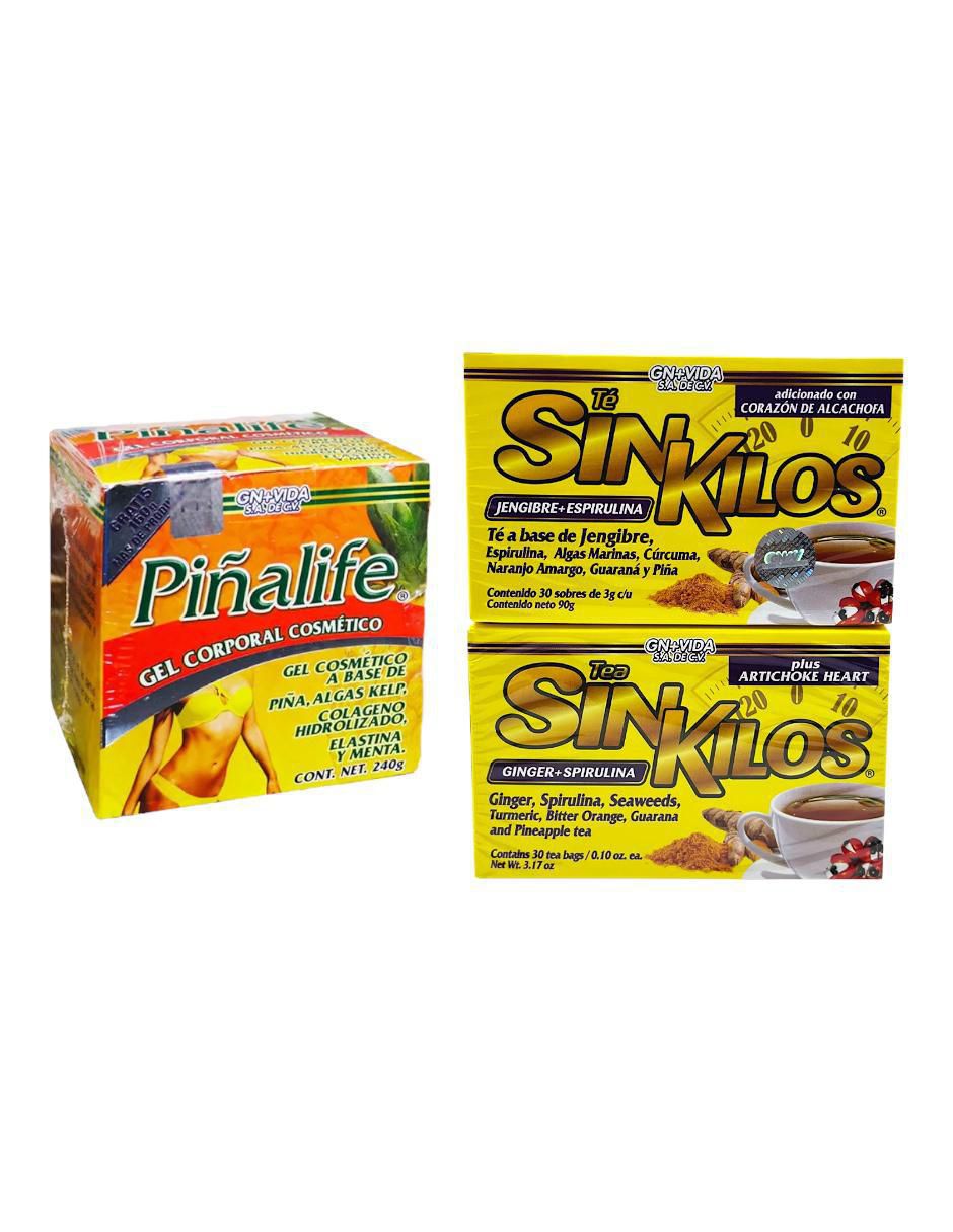 Kit gel corporal reafirmante Piñalife & té sin kilos 2