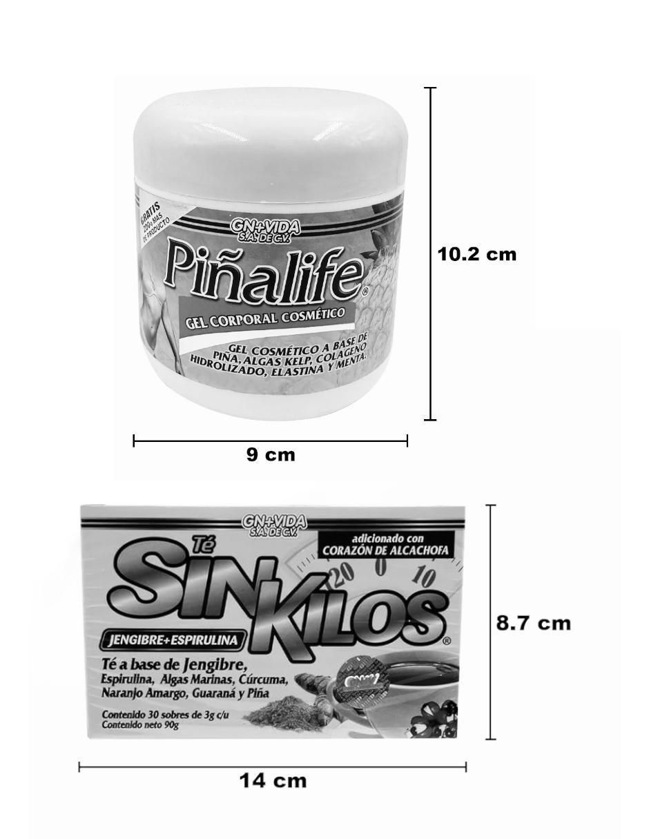 Kit gel corporal reafirmante Piñalife & té sin kilos 5
