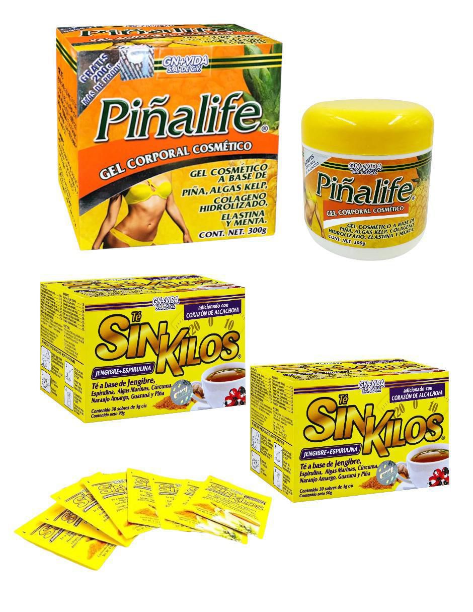 Kit gel corporal reafirmante Piñalife & té sin kilos 3