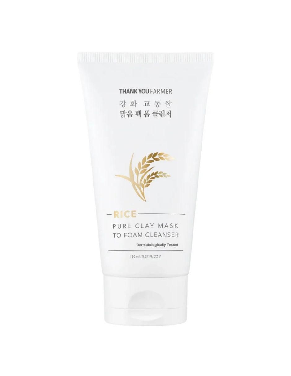 Limpiador facial Rice pure clay mask to foam cleanser para purificar