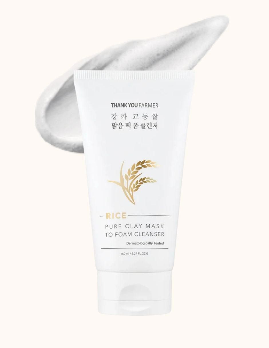 Limpiador facial Rice pure clay mask to foam cleanser para purificar 3