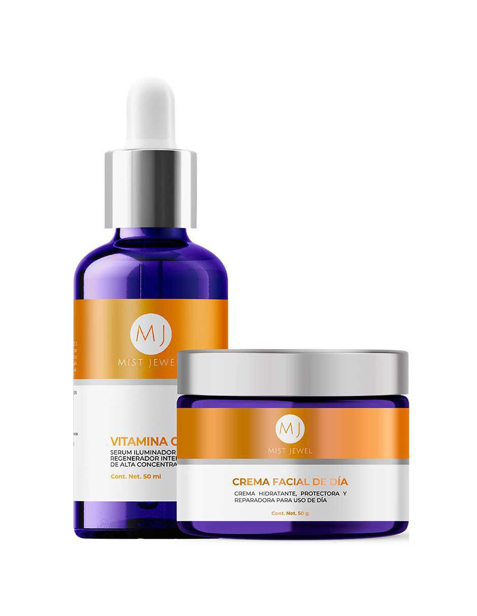 Kit tratamiento facial sérum vitamina c y crema fotoprotectora FPS 30 antimanchas 1